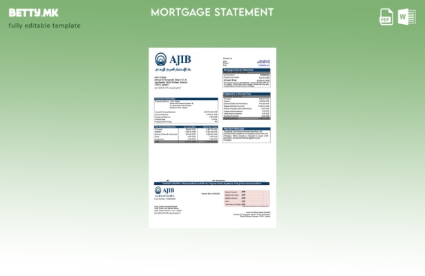 модерен стил Јордан Арапска Јордан Инвестициска банка (AJIB) изјава за хипотека 